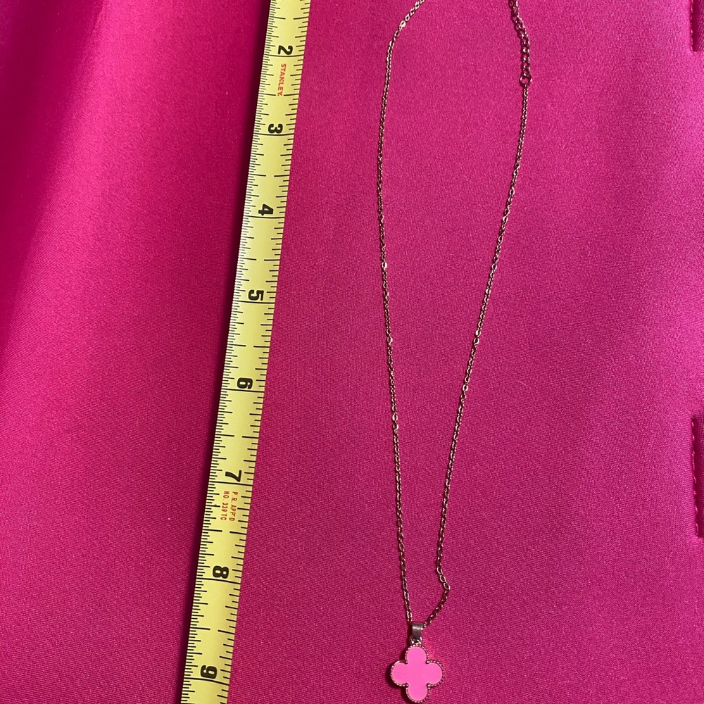 Elegant Pink Clover Necklace